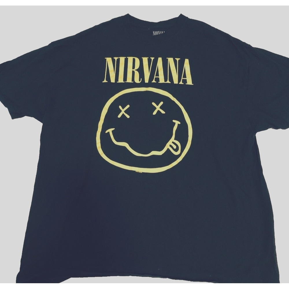 Nirvana T Shirt - Size 2XL - Black & Yellow Graphic - Short Sleeved - XXL Cotton